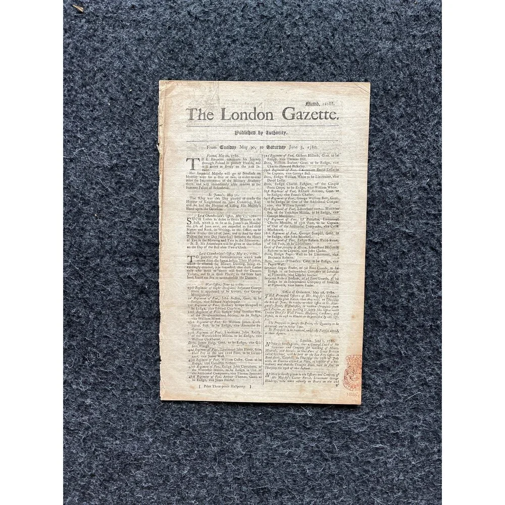 1780 King George in Poland, London Gazette, History Wall Art, Original Antique